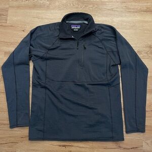 Patagonia Worn Wear R1 Polartec Pullover Men Large Gray 1/2 Zip Fleece 40109